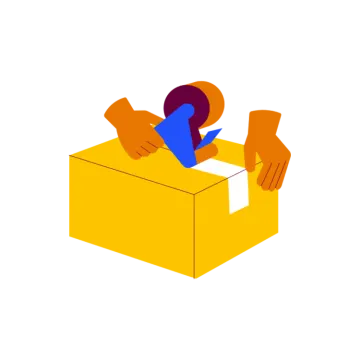 a person putting a piece of paper into a box