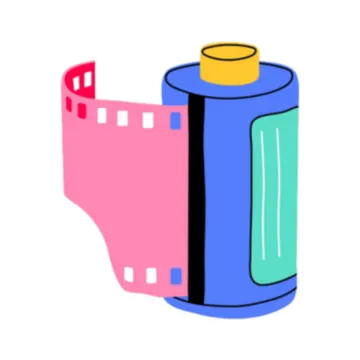a pink and blue canister