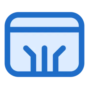 a blue icon with the letter m on it