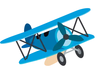 a blue and white airplane with two propellers
