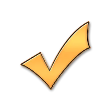 a golden check mark on a white background