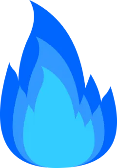 a blue flame on a white background