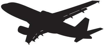 a black and white silhouette of an airplane