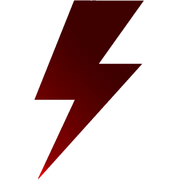 a red lightning bolt on white background