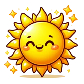a smiling sun with stars around it