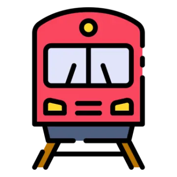 a red train on a white background