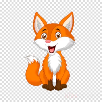 a cartoon fox sitting on the ground with its mouth open