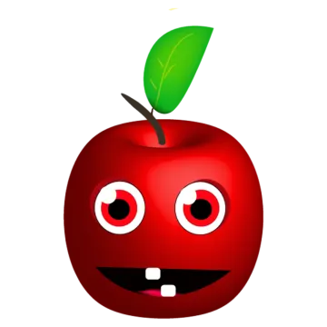 an apple with a green leaf on top of it