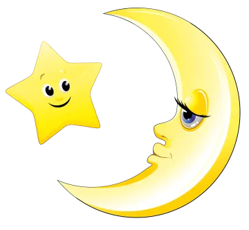 a cartoon moon with a smiling face