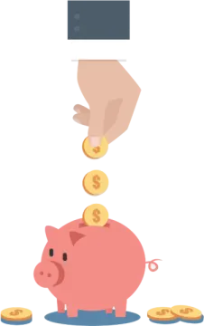 a person putting coins into a piggy