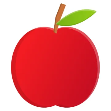 an apple with a green leaf on top