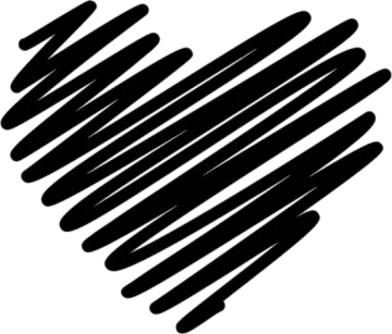 a black and white drawing of a heart
