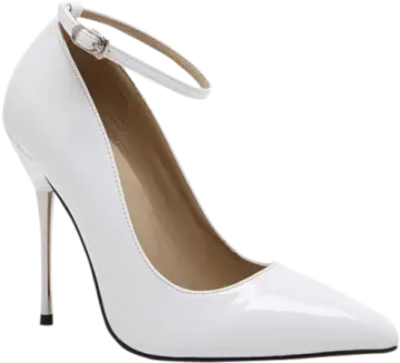 a pair of white high heel shoes