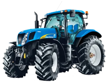 a blue tractor on a white background