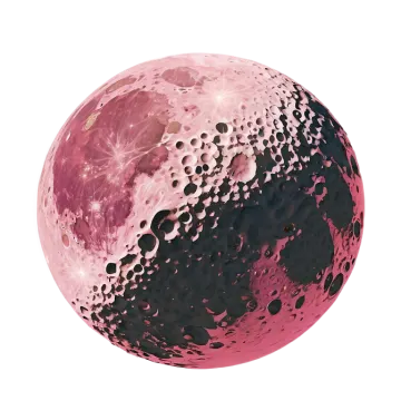 an image of a pink moon with black spots