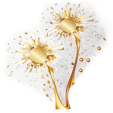 a gold and white background with splashs of liquid