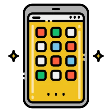 a cell phone with colorful squares on it