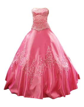 a pink ball gown on a white background