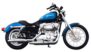 a blue motorcycle on a white background