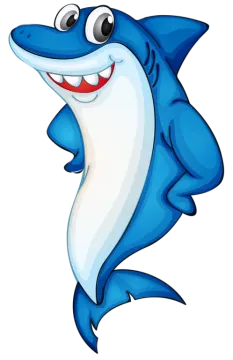 a blue shark cartoon character