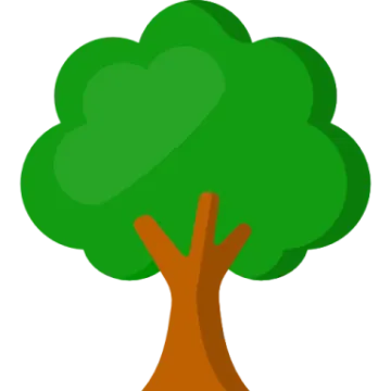 a green tree with brown trunk