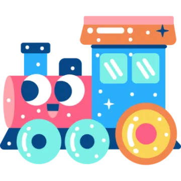 a toy train with colorful shapes on it