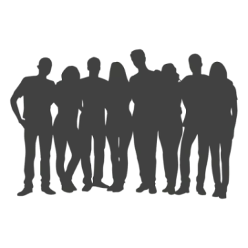 a group of people silhouetted against a white background