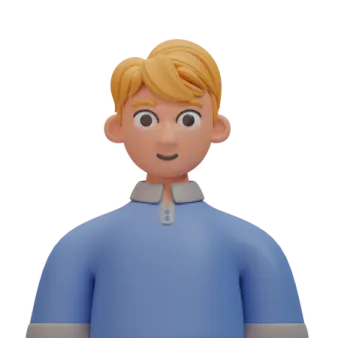 a man with blonde hair and blue shirt