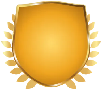 a gold shield with leaves on it