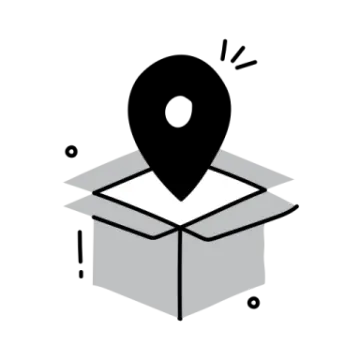a box with a pin on top of it