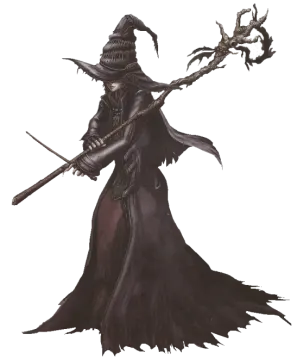 a drawing of a witch holding a broom