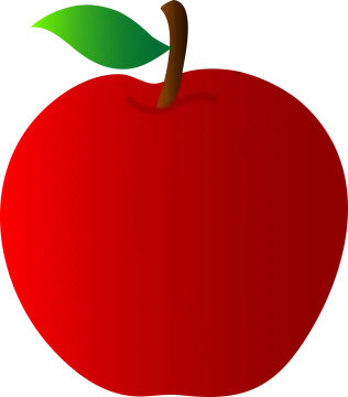 an apple with a green leaf on top