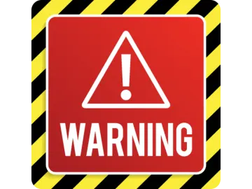 a warning sign on a white background