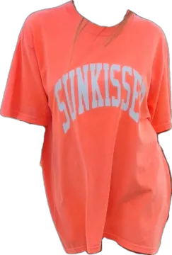 an orange t - shirt with the word sunk on it