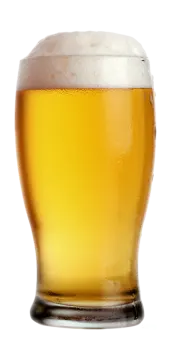 a glass of beer on a white background