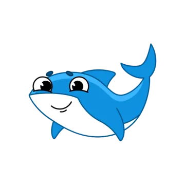 a cartoon shark with a big smile