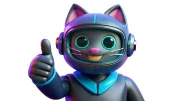 a black cat wearing headphones and giving the thumbs