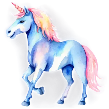a watercolor drawing of a unicorn