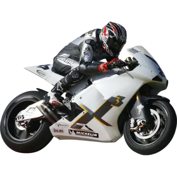 a man riding on the back of a white motorcycle