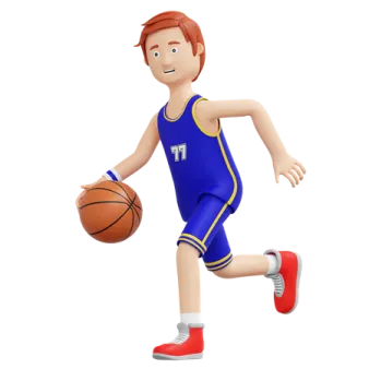 a cartoon basketball player running with a ball