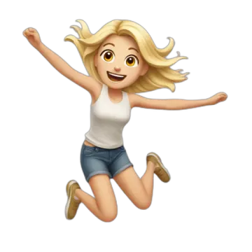 a cartoon girl jumping in the air