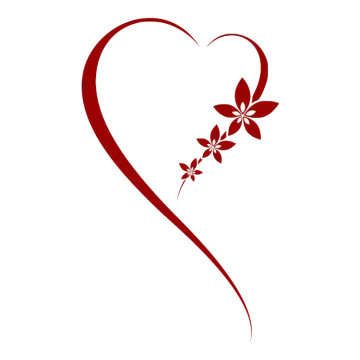 a red heart with a flower on it