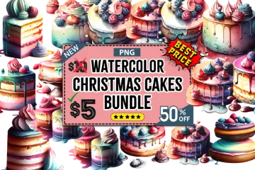 watercolor christmas cakes bundle
