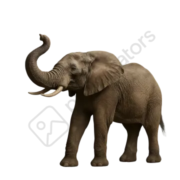 an elephant standing in front of a white background