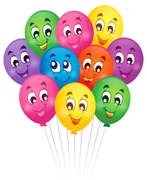 a bunch of balloons with smiley faces