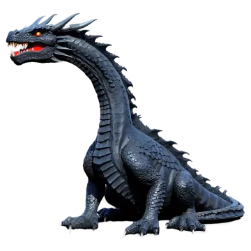 a black dragon statue sitting on a white surface