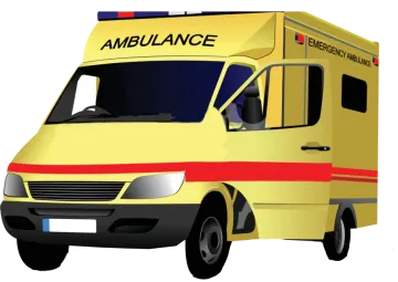 an ambulance vehicle with the word ambulance on it