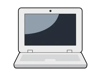 a laptop with a blank screen on it