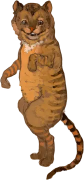 a drawing of a cat standing on its hind