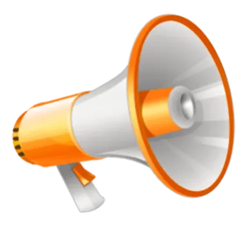 an orange and white megaphone on a white background